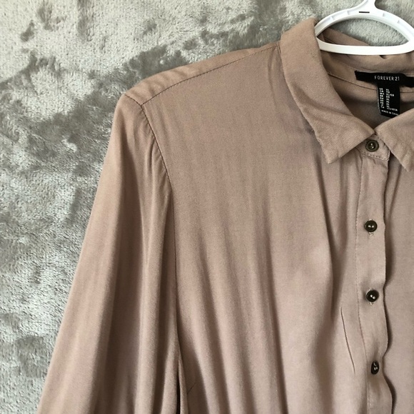 Taupe Button-Up Shirt Dress Size XL Casual Everyday - Picture 4 of 15